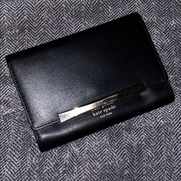 kate spade Handbags - Kate Spade Black Leather Trifold Wallet
